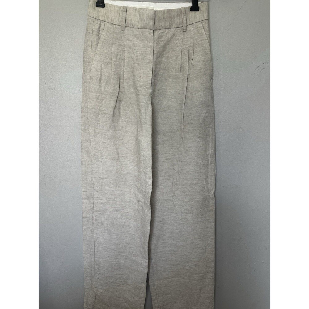 Wilfred Linen Women's Beige Wide Leg Pleated Dress Pants Pockets Lyocell Linen - Picture 5 of 10